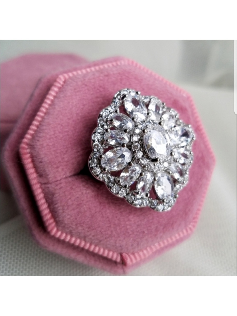 Swarovski Elements 925 Sterling Silver Flower Halo Statement Earrings NEW - Picture 14 of 16